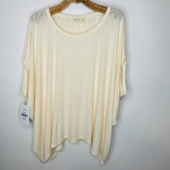 Dress Up Ribbed Oversized Tunic T Shirt Boxy Sz Medium Ivory Color - Picture 1 of 5